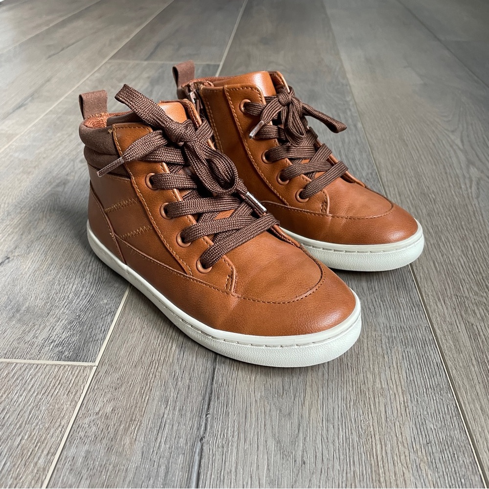EUC - CAT AND JACK Toddler Fenix High-Top Sneakers Boots Cognac 12T